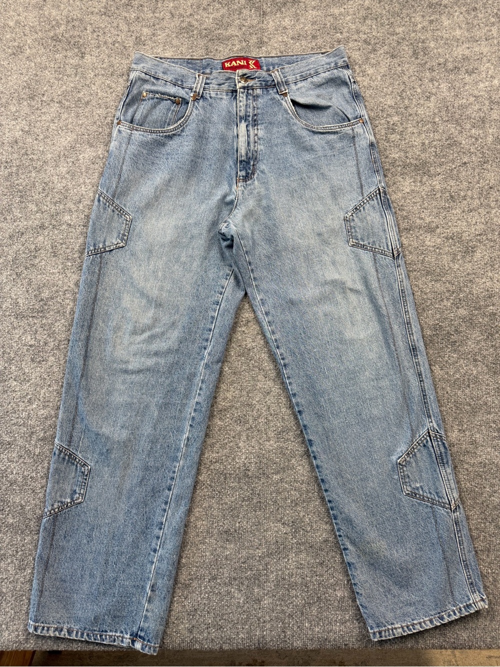Karl Kani Light Blue Denim Jeans with Red Label Patch